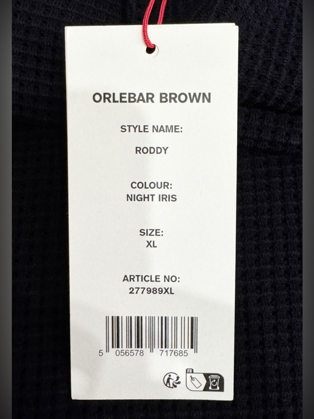 Orlebar Brown Luxury Roddy Night Iris Blue Polo Shirt XL $545 Mesh Waffle Knit - Picture 6 of 7